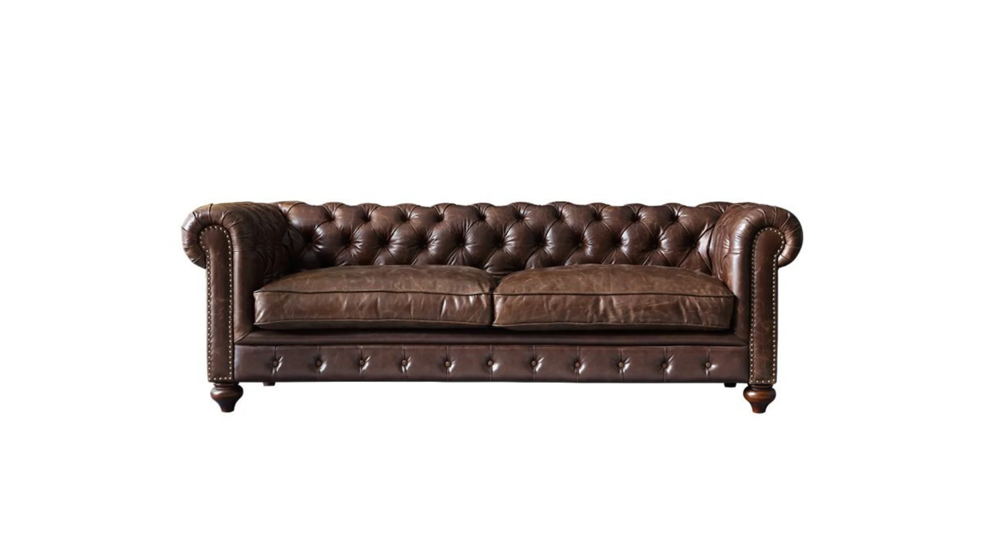Sofá Chesterfield de Cuero Café Moro