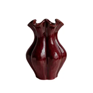Florero de Cerámica Plisado Borgoña