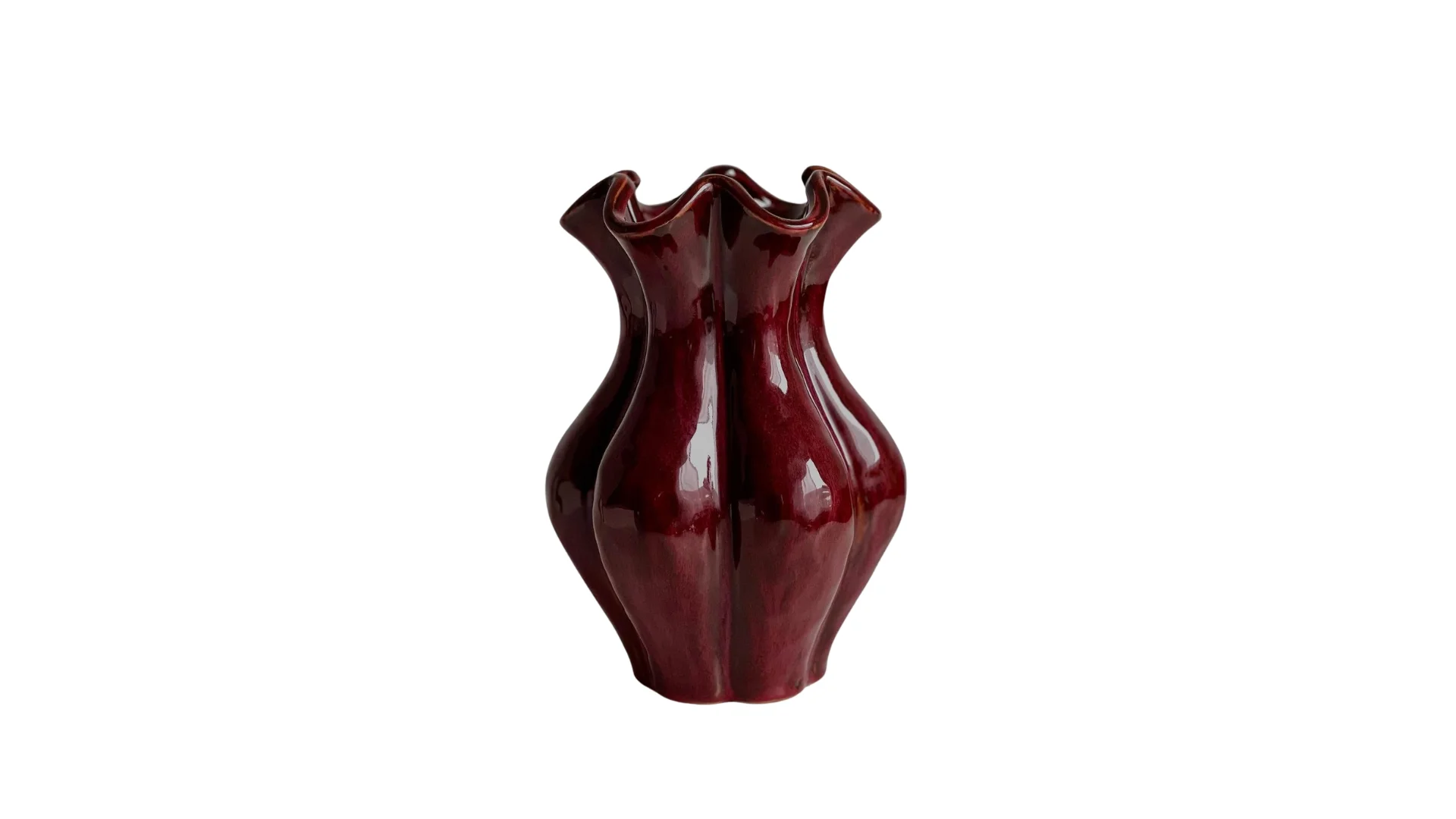 Florero de Cerámica Plisado Borgoña